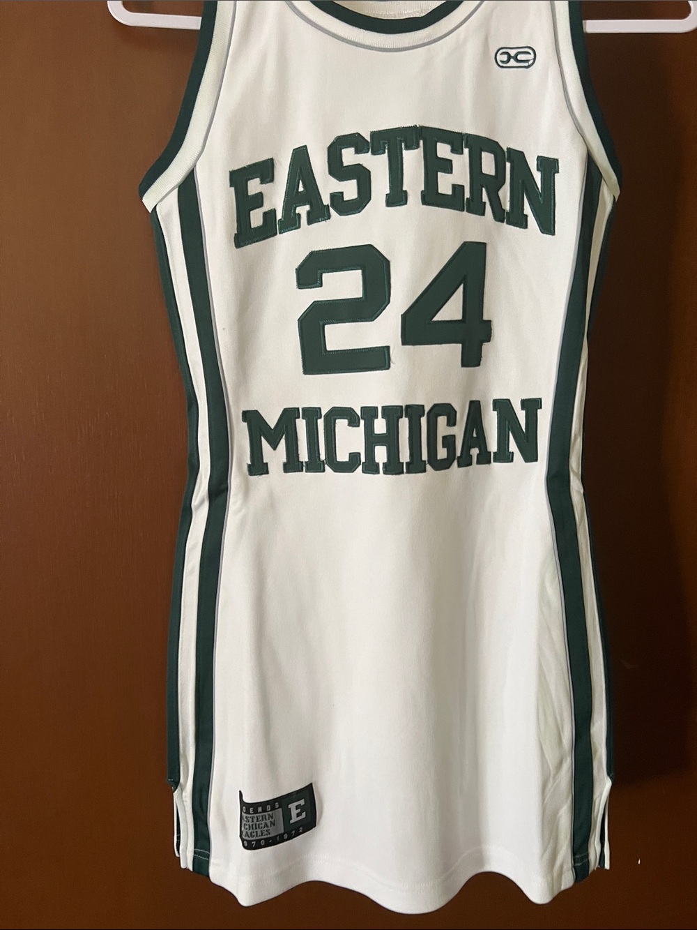 Eastern Michigan White & Green Kids Basketball Jersey Dress